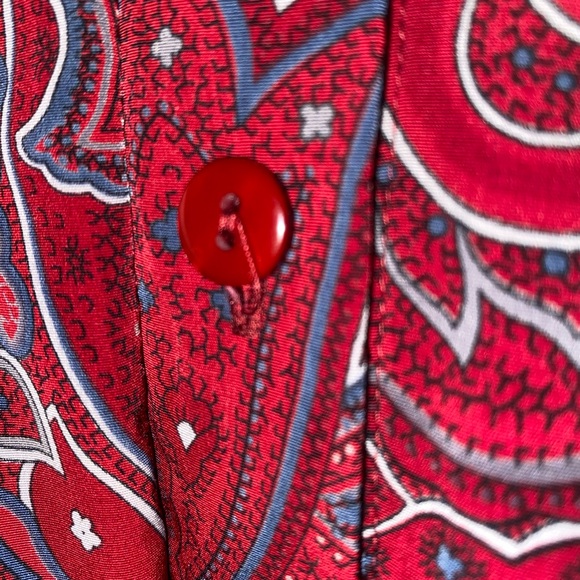 Alfred Dunner Vintage Paisley Smocked Waist Button Down Blouse w/ Shoulder Pads - Picture 11 of 11